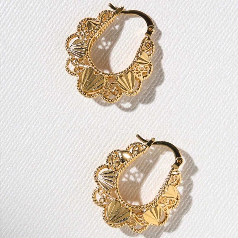 Vanessa Mooney 24K Gold Plated Lilian Filigree Hoop Earrings